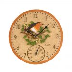 Smart Garden Robin Wall Clock & Thermometer 12″