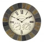 Smart Garden Stonegate Wall Clock & Thermometer 14″Slate Effect