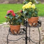 Panacea Scroll & Ivy 3-Tiered Folding Plant Stand (Black)