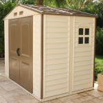 BillyOh Daily Pro Apex Plastic Shed – Vinyl Clad Double Door Plastic Shed with Foundation Kit – 8 x 6