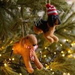 Puppy With Hat And Scarf Hanging Decorations (set Of 2)