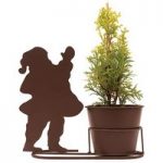 Gift Father Christmas Silhouette Pot with Conifer Plant