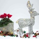 Gift Silver Reindeer and Sleigh Planter with Cyclamen and LED Lights