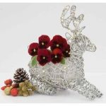 Gift Silver Reindeer Container with Pansies and LED Lights