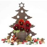 Gift Christmas Tree Silhouette Pot with Pansies