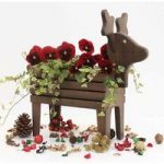 Gift Wooden Reindeer Container with Pansies and Ivy