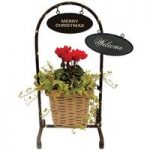 Home Glowing Greetings Basket Stand with Cyclamen and LED Lights