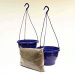 Two Dark Blue Hanging Baskets and Compost Kit