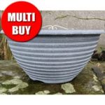 Striation Bowl Planter – Aged Black – x4 Multi Buy