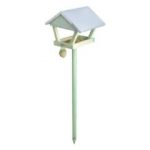 Fallen Fruits Wooden Bird Table on Pole with Galvanised Roof