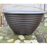 Striation Bowl Planter – Black and Copper