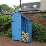 Kingfisher Blue Wooden Garden Tool Shed With Log store – W4.2ft x D1.6ft