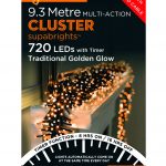 Premier Cluster Supabright Multi-Action 9.3m LED Christmas Lights (Traditional Golden Glow)