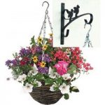 Mixed Floral 2 Pre Planted Rattan Baskets plus 2 FREE Wall Brackets