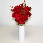 Red & Gold Carnations 10 Stems + Ceramic Vase