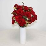 Red & Gold Carnations 15 Stems + Ceramic Vase