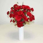 Red & Gold Carnations 20 Stems with Ceramic Vase