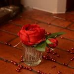 Red Rose Stem In Small Vase By Sia
