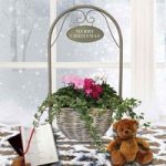 Gift Welcome Cyclamen Deluxe Basket Stand with Teddy Bear and Diary