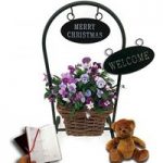 Christmas Cyclamen Welcome Basket + Diary + Teddy Bear
