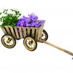 Premier Wooden Pushcart Planter