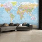 Vintage Blue Map Wall Mural