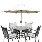LG Outdoor Casablanca 4 Seat Highback Dining Set with Eclipse Parasol