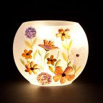 ‘Pressed Flowers’ Oval Vase with Warm White LEDs – Orange