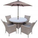 LG Outdoor Monaco 4 Seat Dining Set with Soleil Parasol