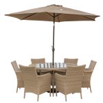 LG Outdoor Monaco 6 Seat Dining Set with Soleil Parasol