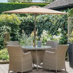 LG Outdoor Saigon 4 Seat Dining Set with Eclipse Parasol and Base