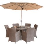 LG Outdoor Saigon 6 Seat Dining Set with Lazy Susan, Eclipse Parasol and Base