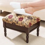 Upholstered Mahogany Style Storage Footstool