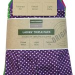 Town & Country Ladies Triple Pack Cotton Grip Gloves – Green/Purple/Pink (Medium)