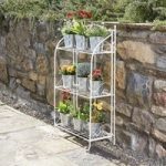 3 Wire Shelf Metal Plant Stand Green