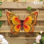 Metal/Glass Butterfly Wall Art-YL/OR